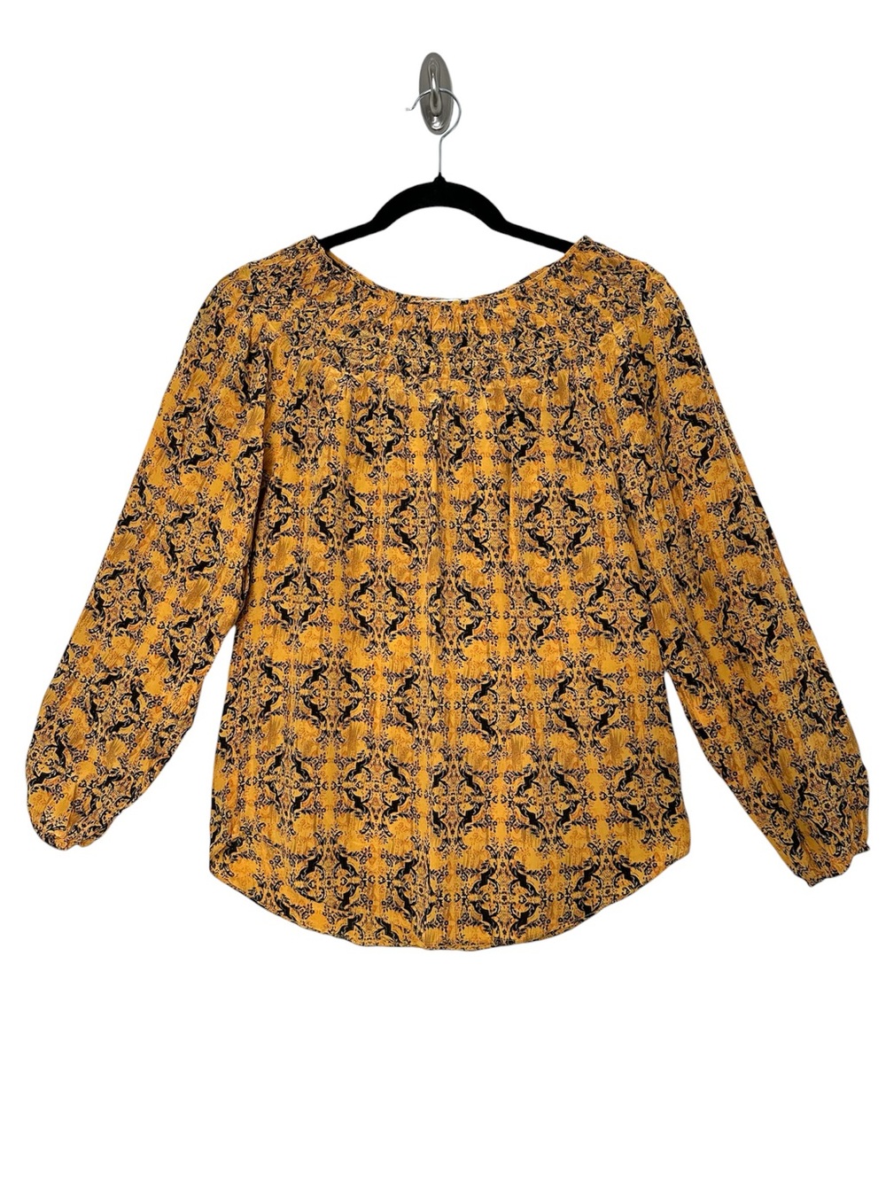 Sundance Boho 100% Silk Smocked Blouse Peasant Romantic Western Quiet Luxury